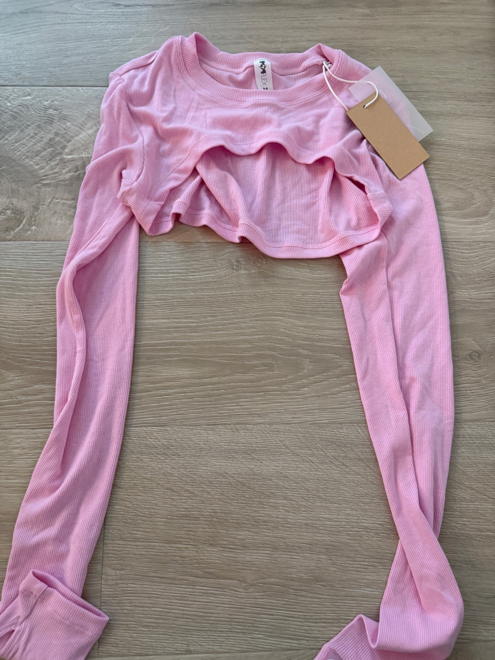 POPFLEX - Light Pink Ribbed Long Sleeve bolero workout yoga